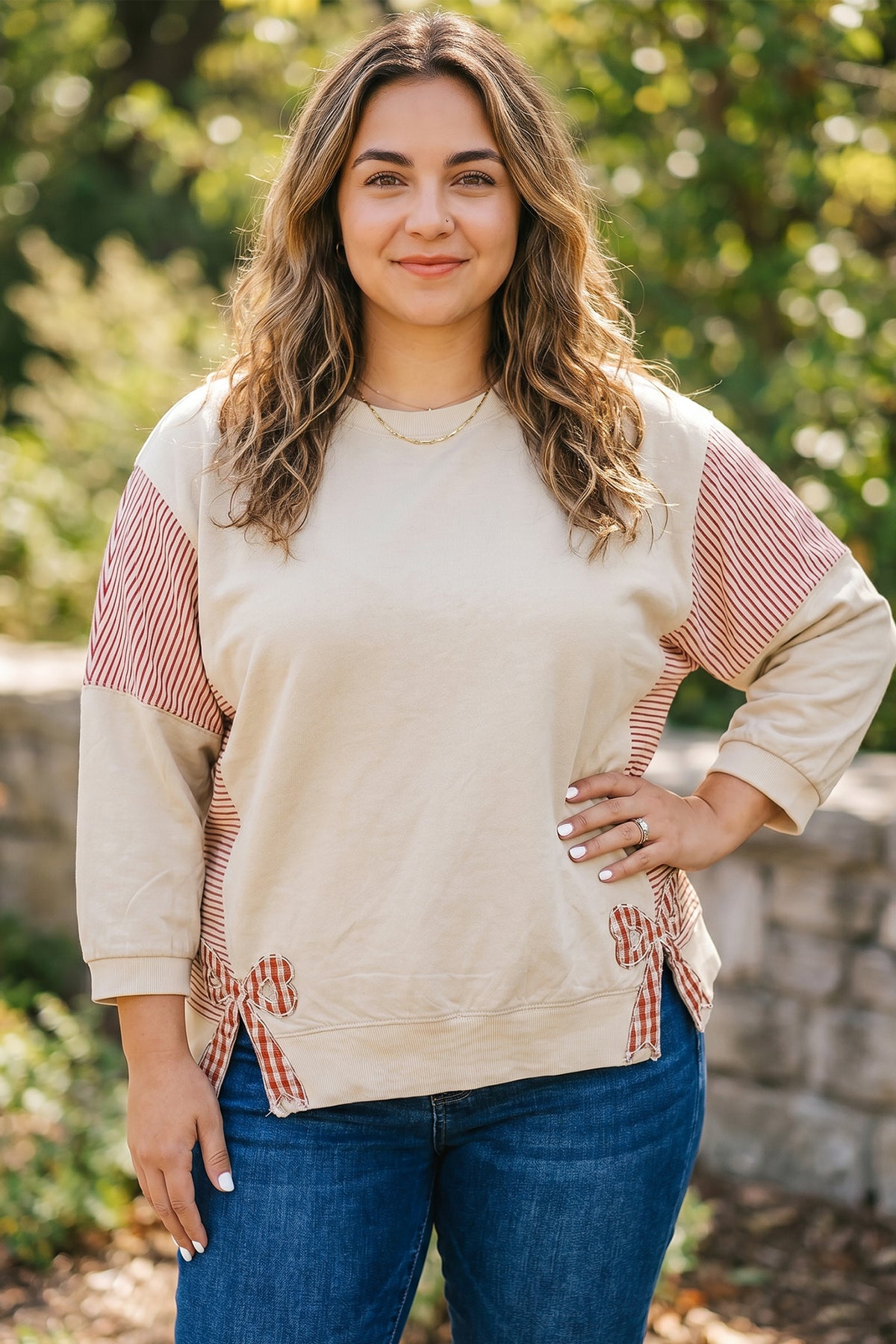 Bow Detail Patchwork Top