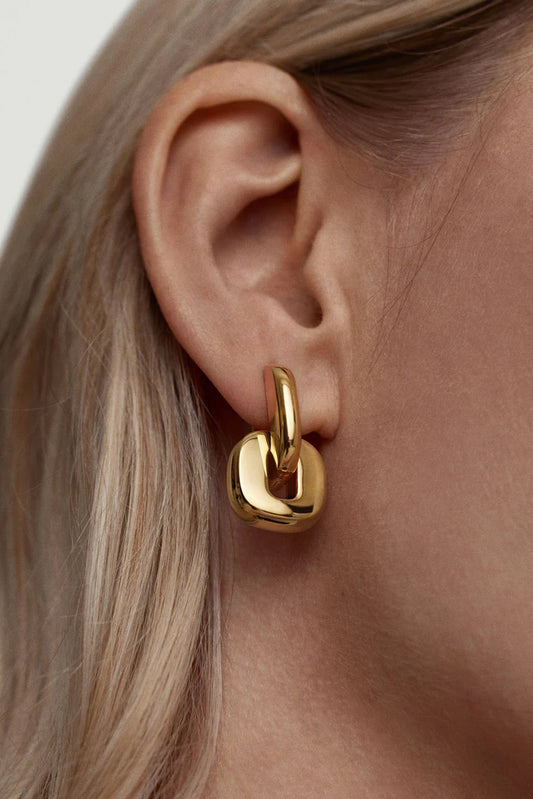 Gold Vintage Geometric Dangle Hoop Earrings