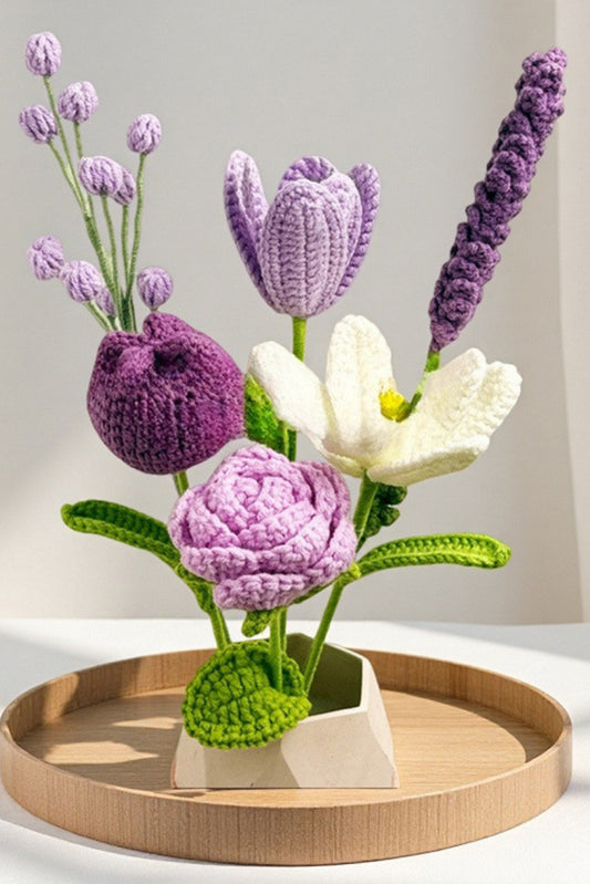 Wisteria 6pcs Different Crochet Flower Home Decor Bouquet