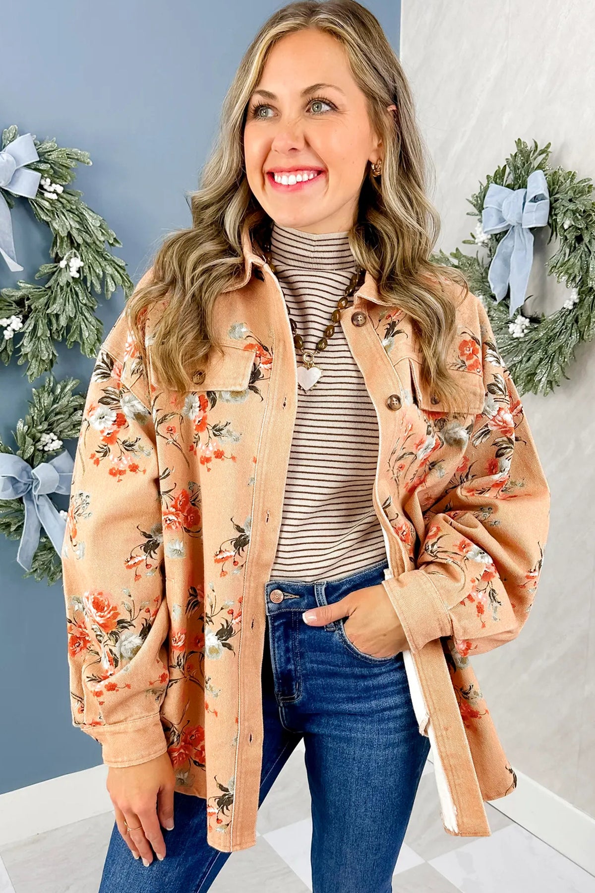 Floral Denim Shacket