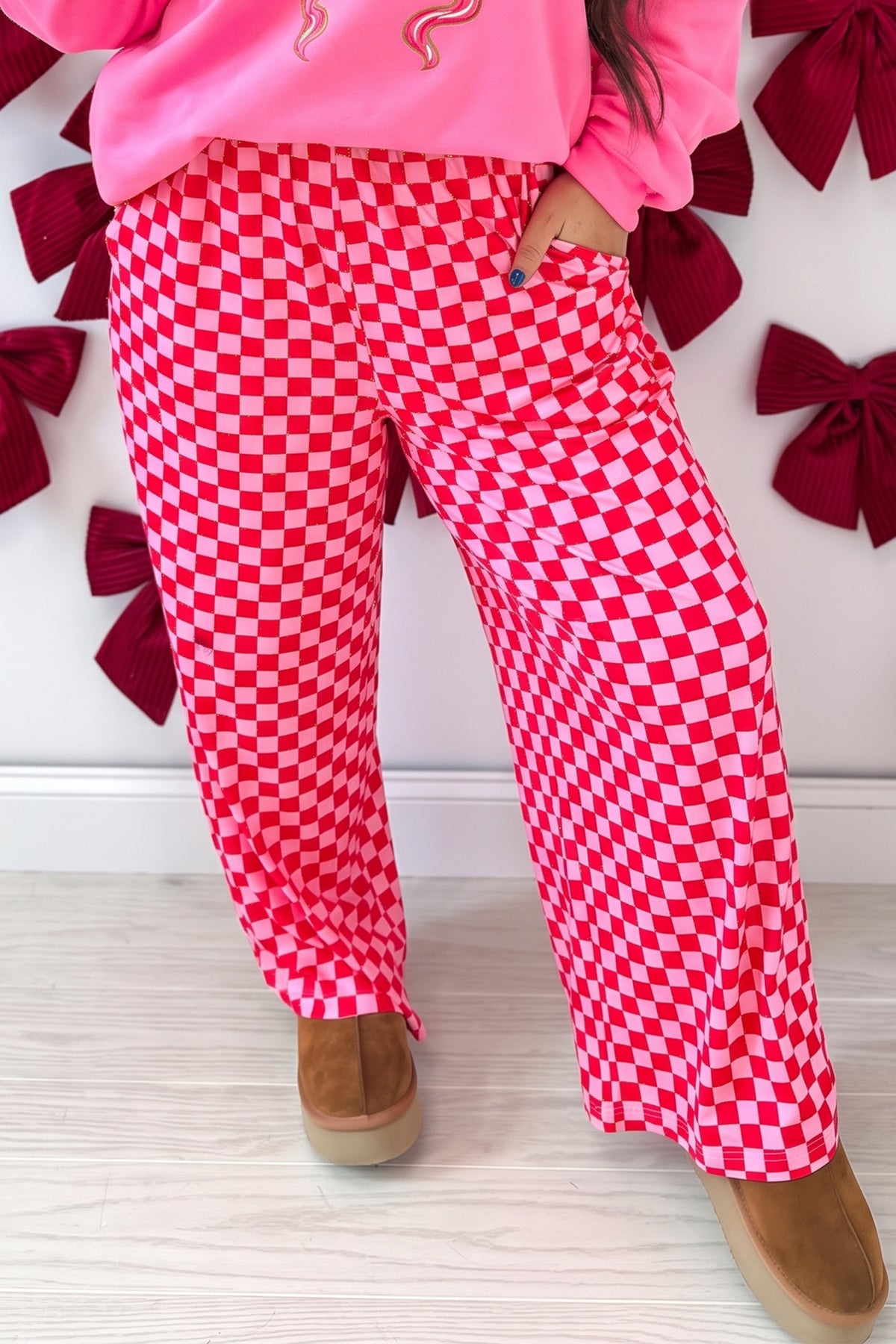 Pink Checkered Plus Pants