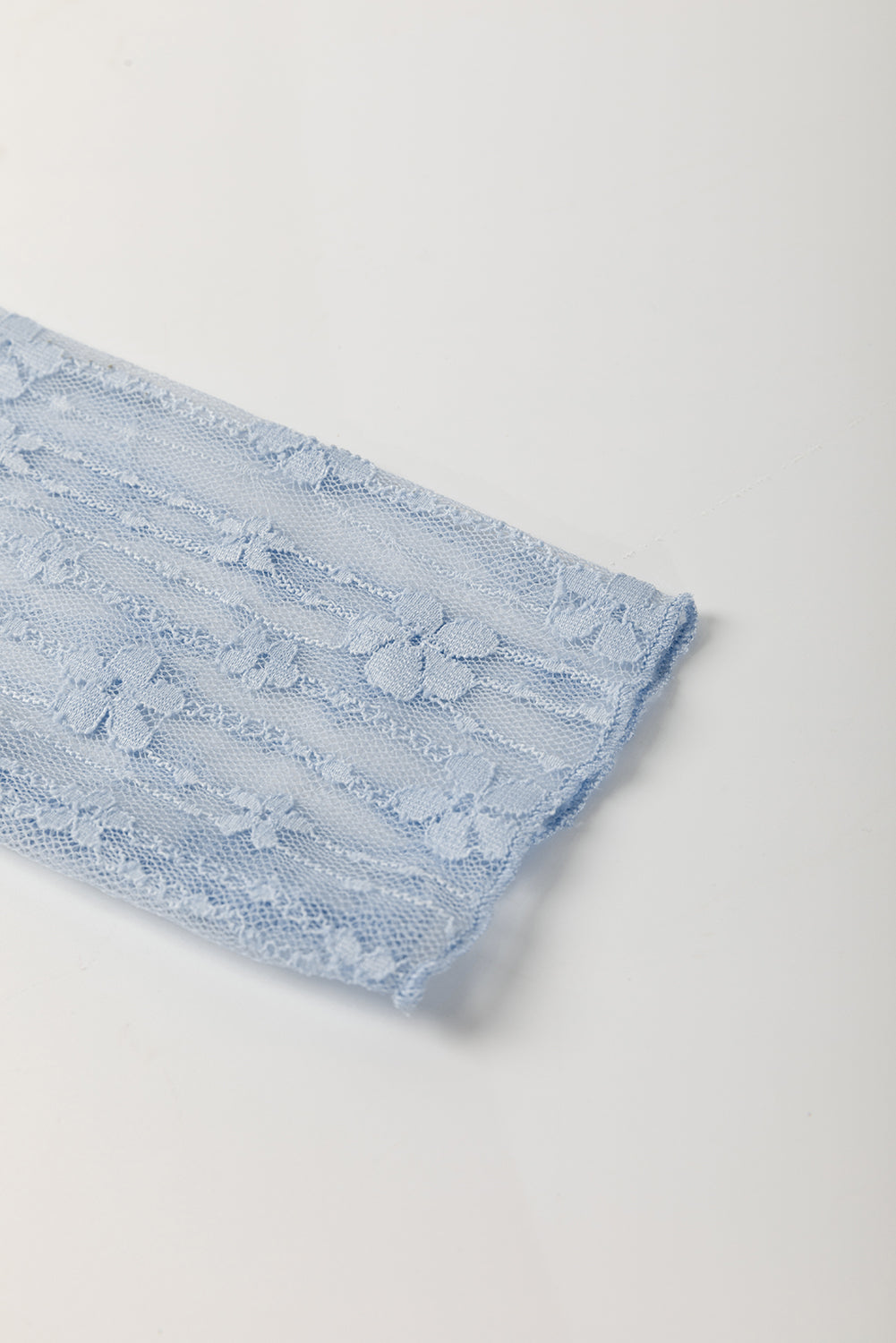 White Sheer Floral Lace Long Sleeve Slim Fit Top