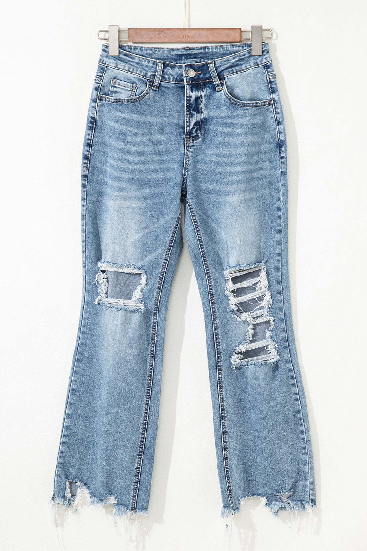 Raw Edge Flare Jeans