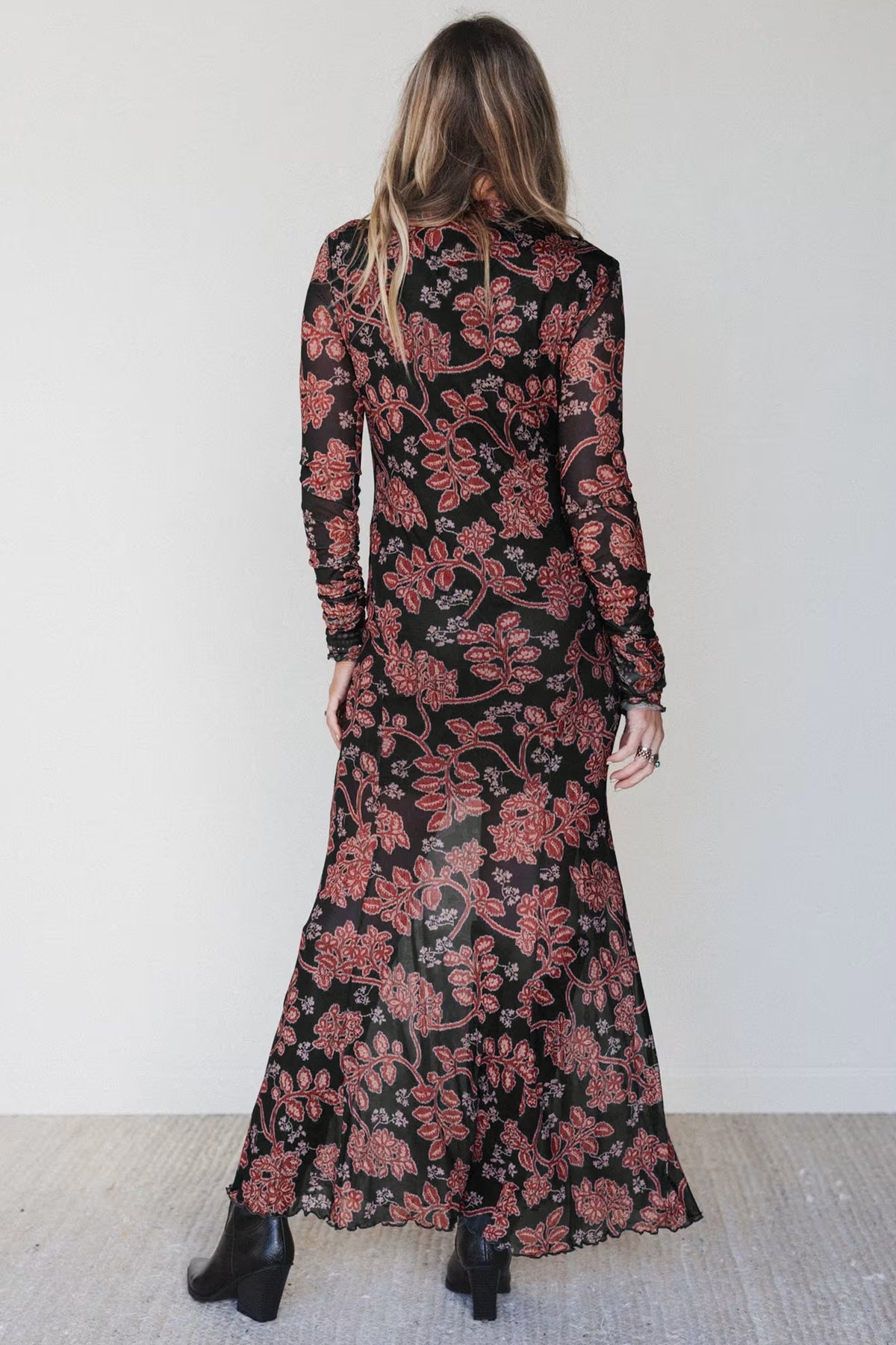 Vintage Bloom Mesh Dress