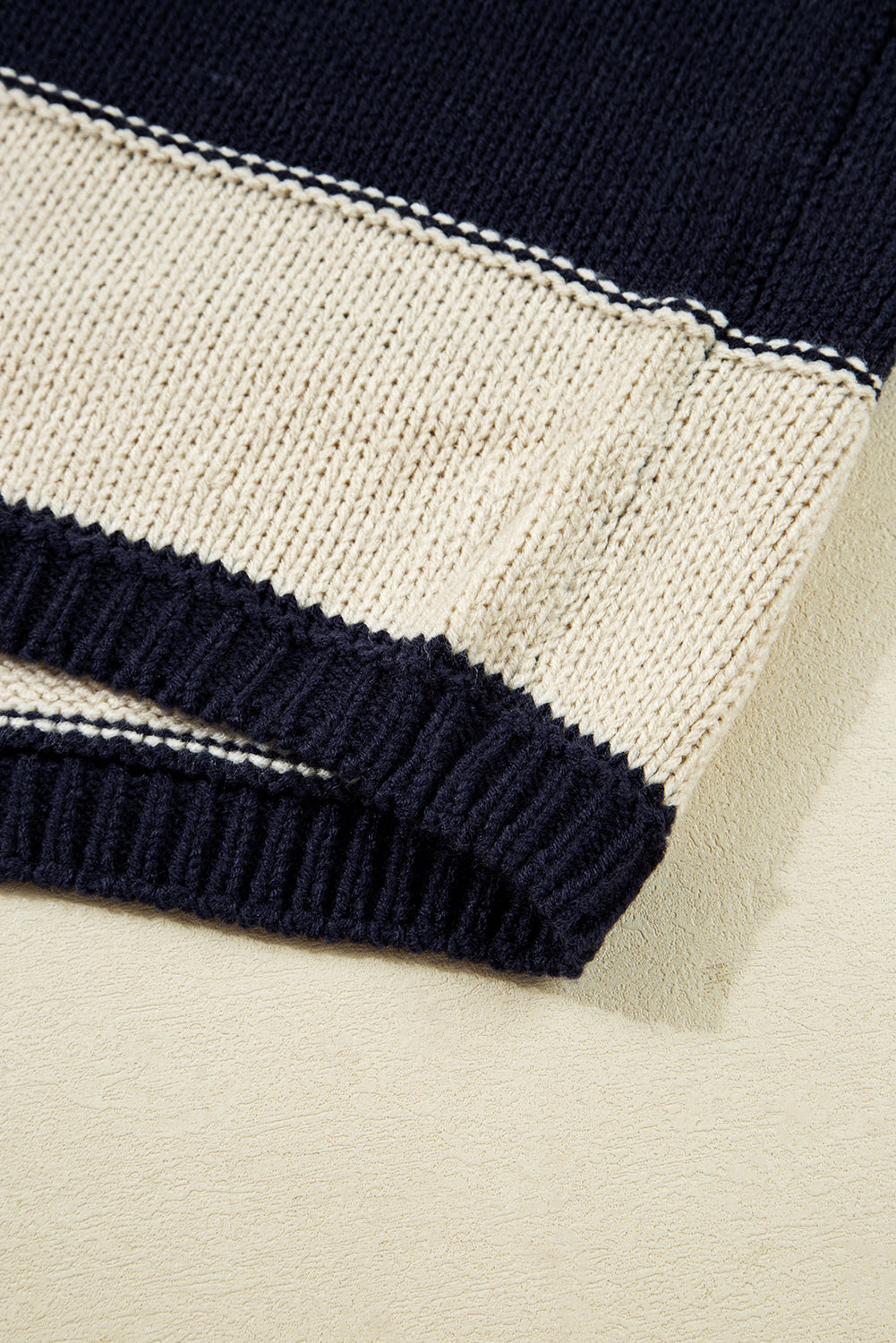 Blue Striped Plus Size Drop Shoulder Sweater