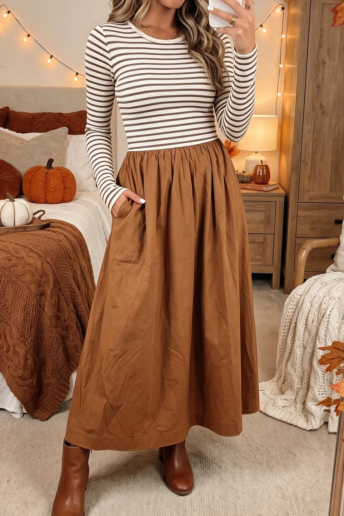 Cozy Stripe Flare Dress