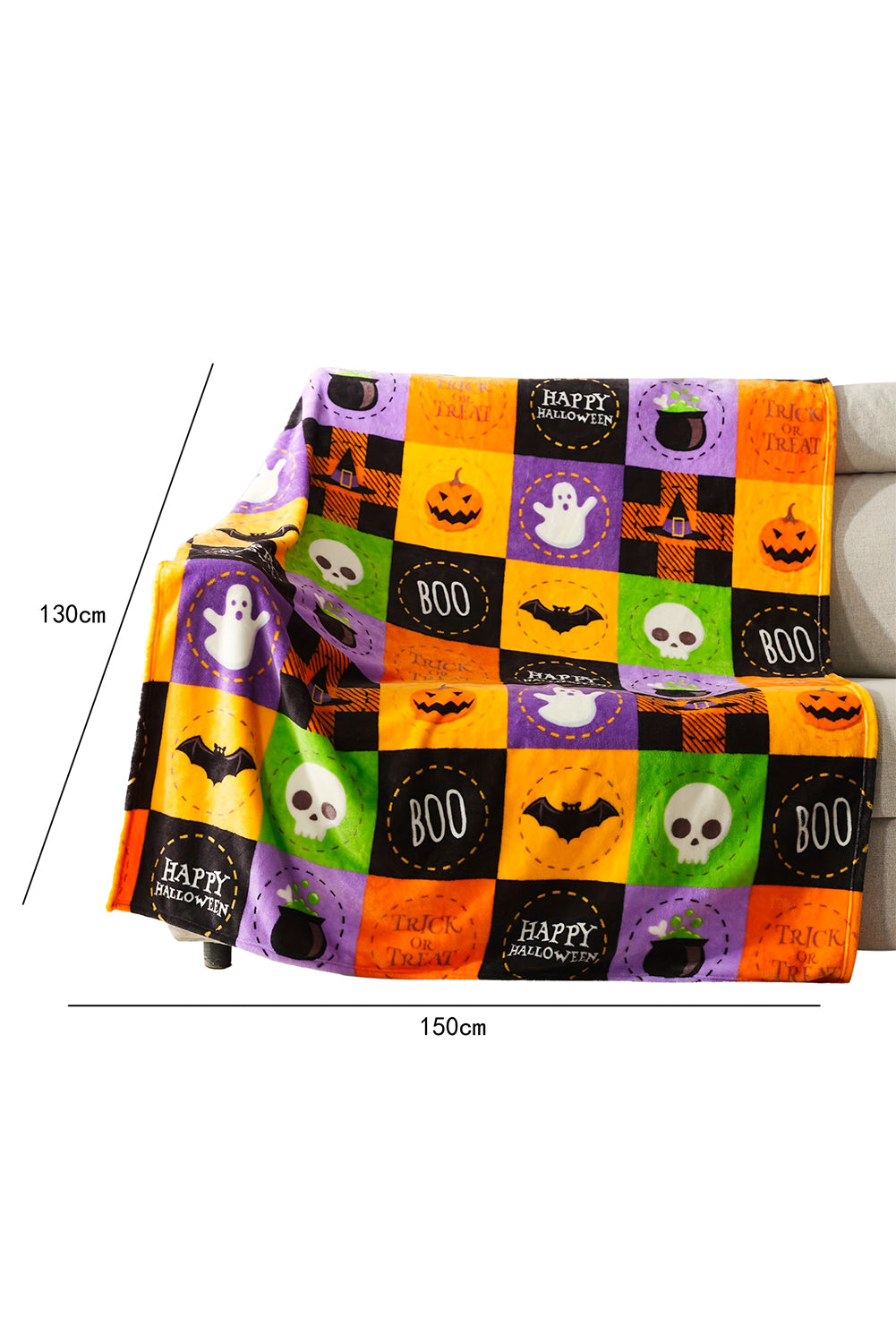 Purple Plaid Print Fleece Halloween Blanket