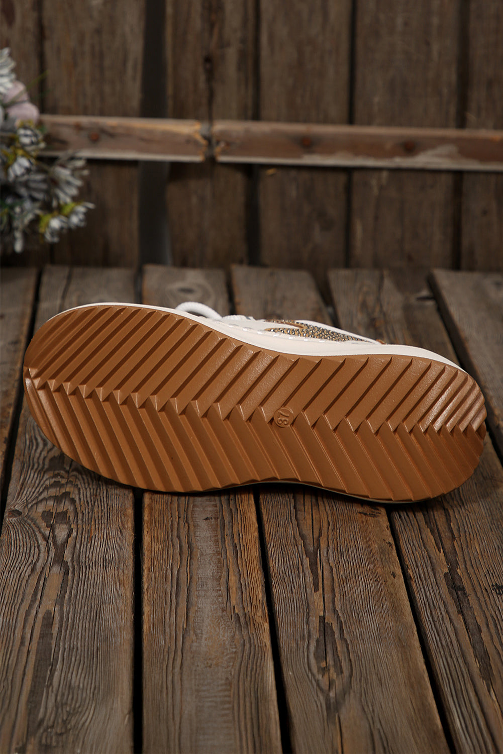 Fiery Red Rhinestone PU Leather Platform Casual Sneakers