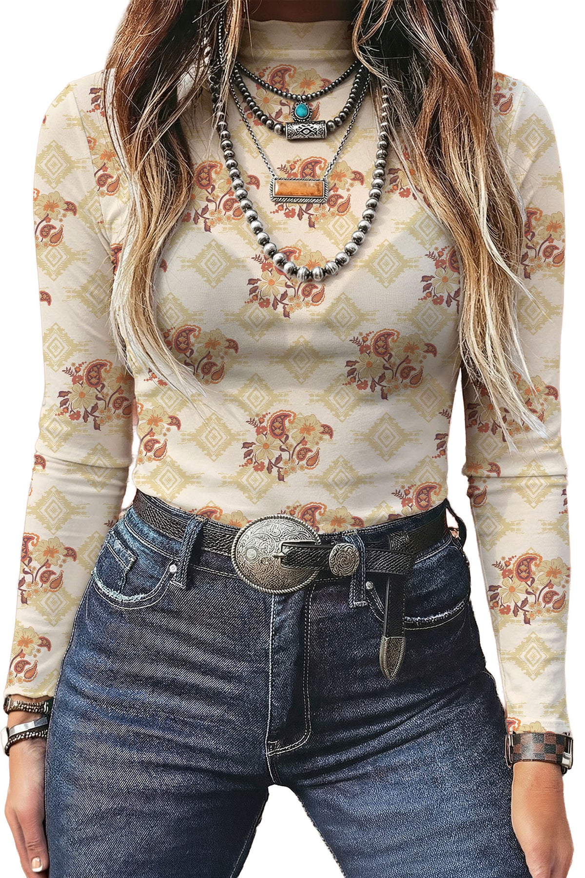 Floral Mock Neck Top