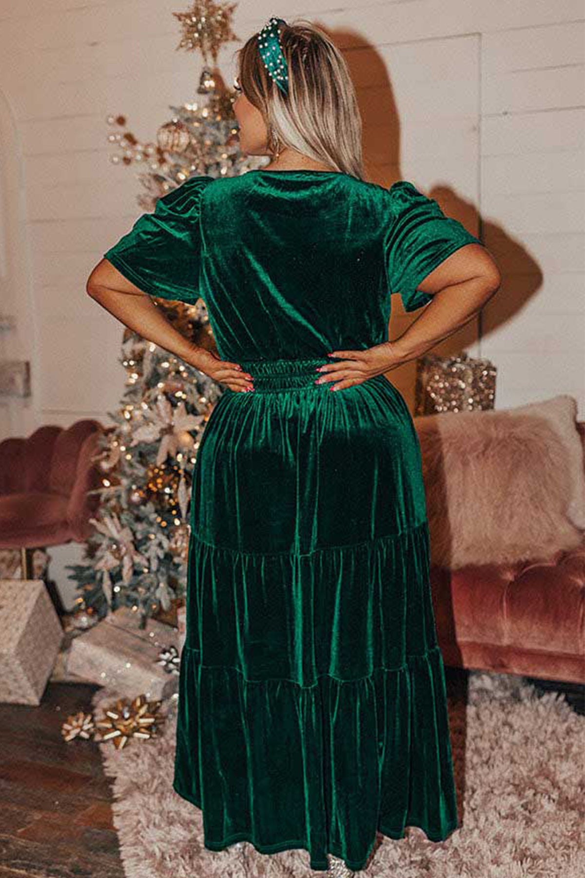 Velvet Shirred Dress