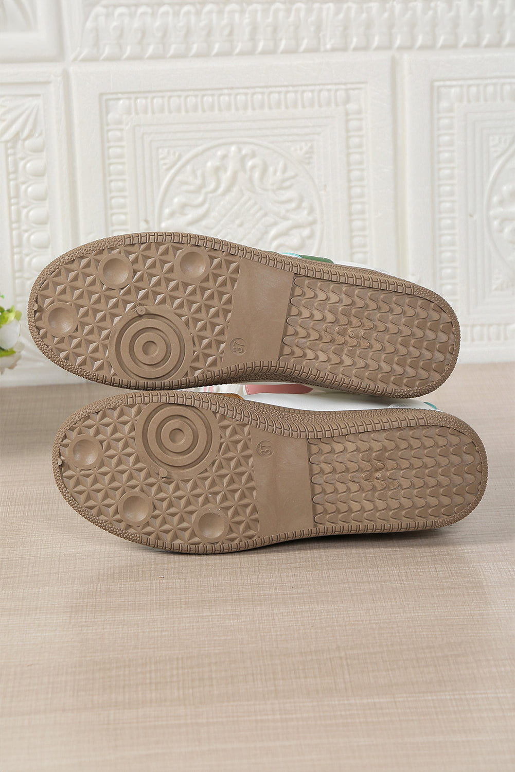 Rose Red Color Block Lace Up Sneakers