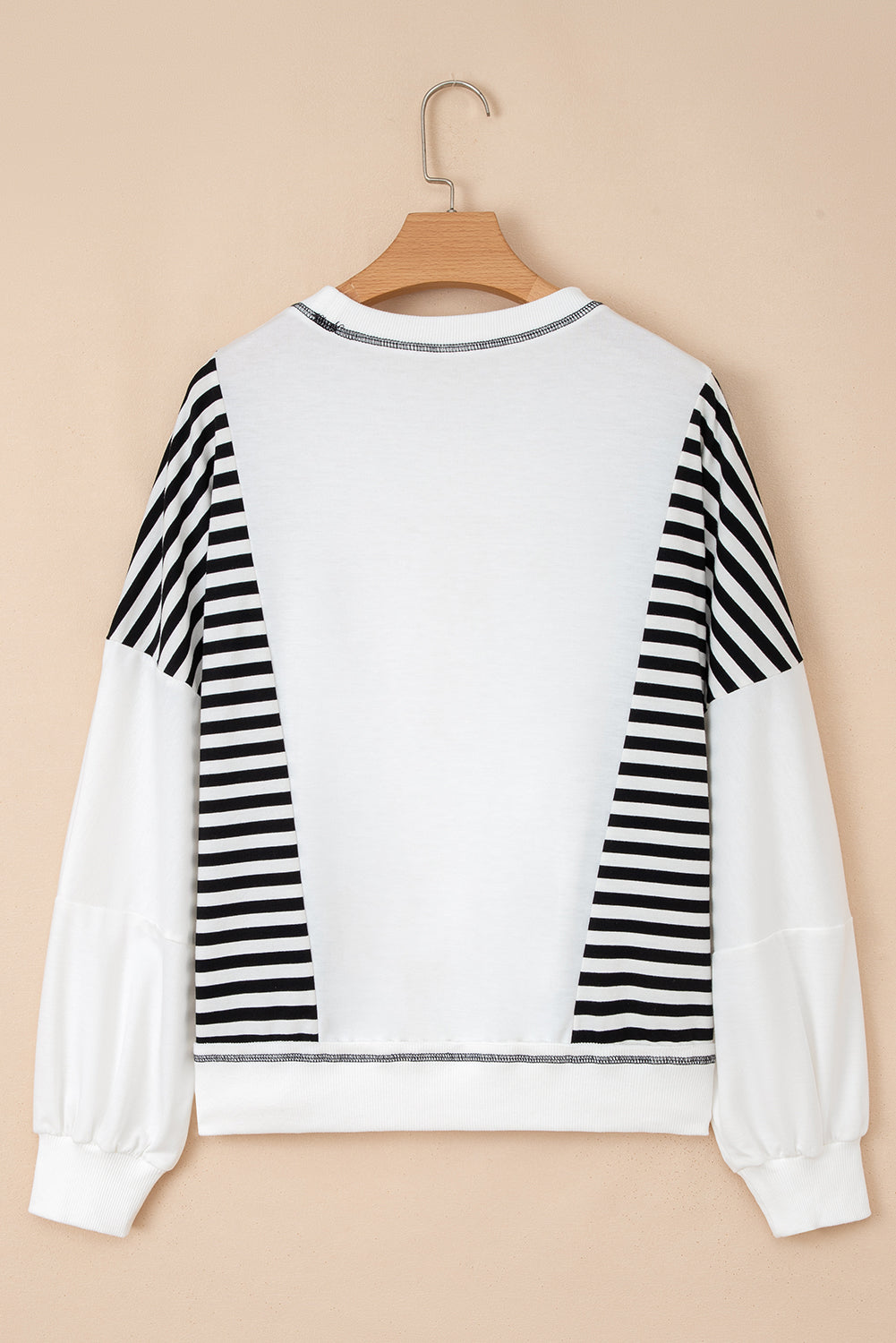 Brown Striped Colorblock Patchwork Oversized Sweatshirt