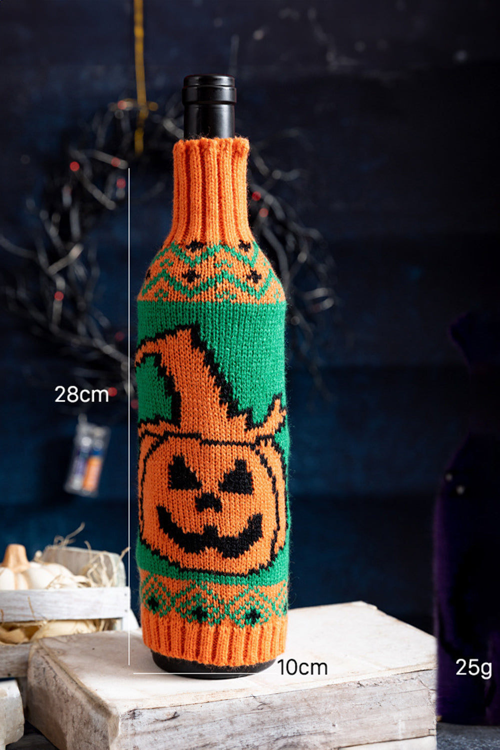 Orange Halloween Pumpkin Knit Wine Bottle Cover