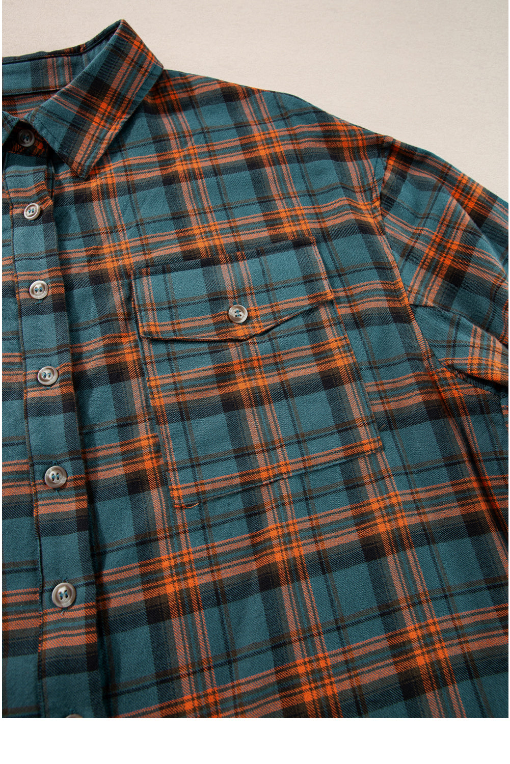 Green Plaid Long Sleeve Collar Shirt Shacket