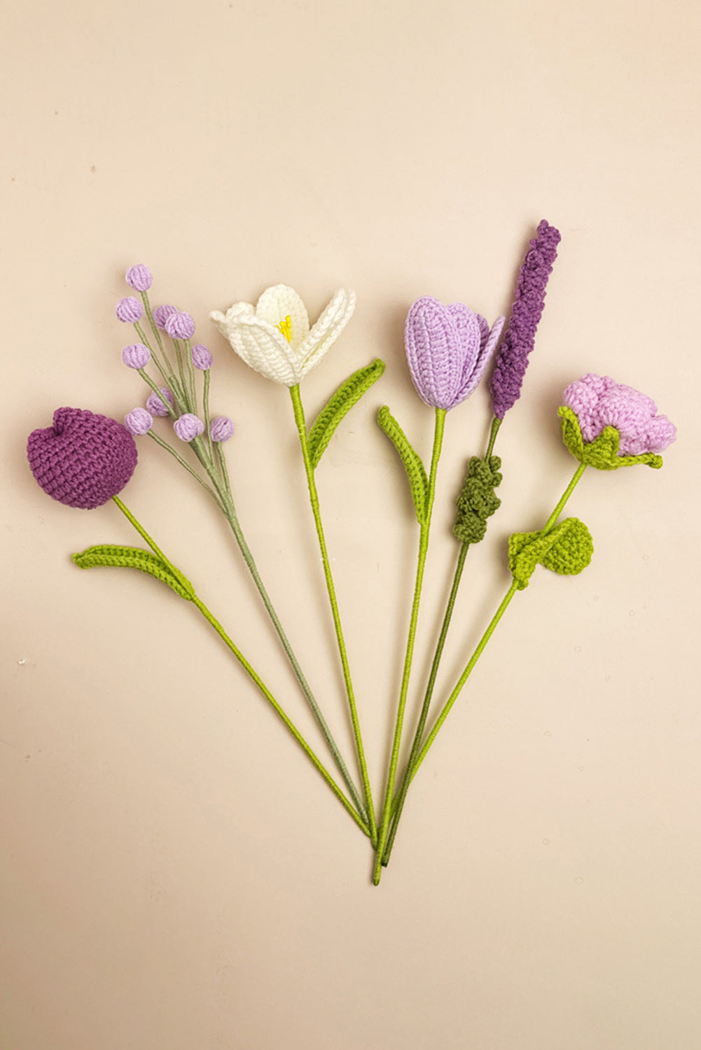Wisteria 6pcs Different Crochet Flower Home Decor Bouquet