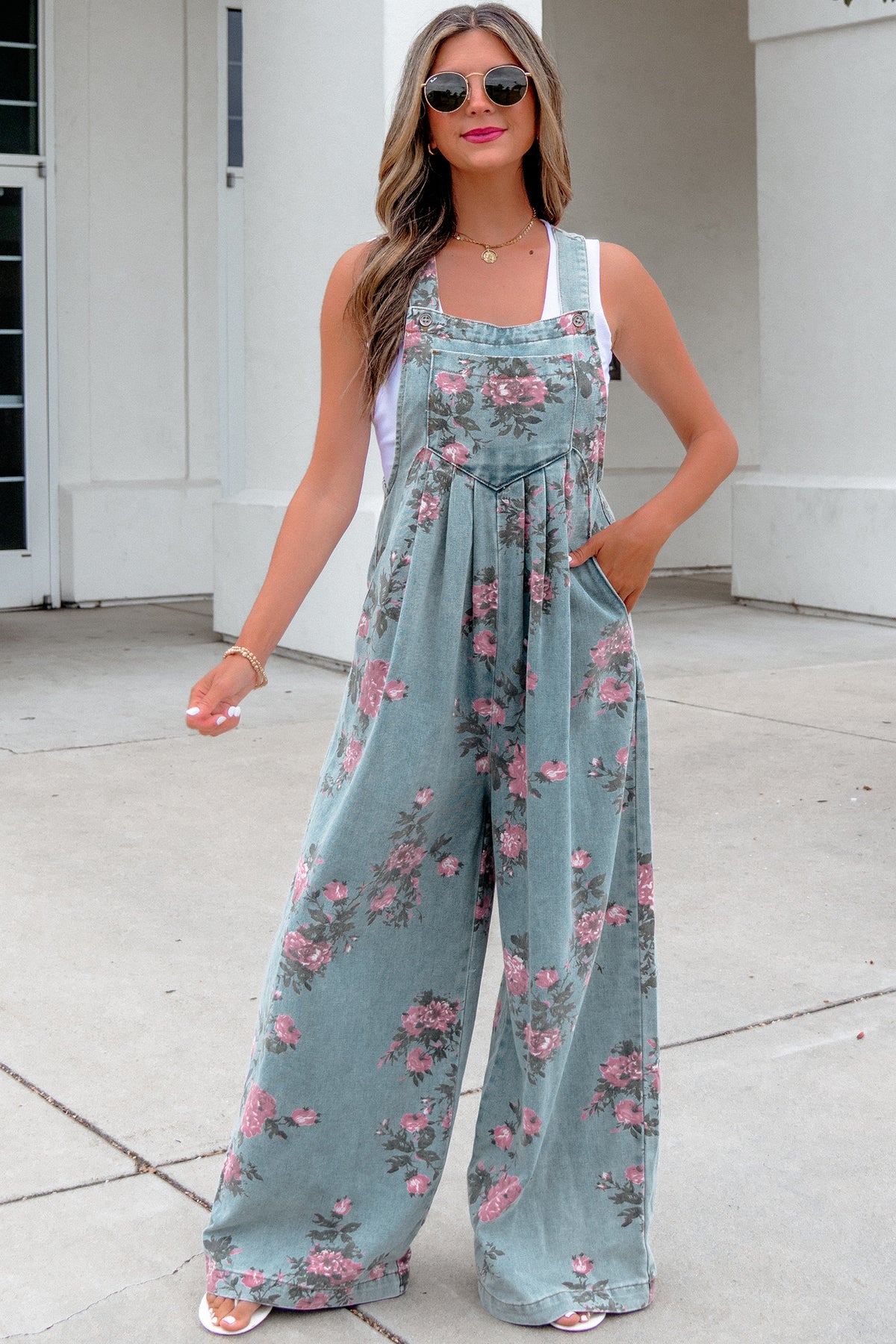 Floral Grace Denim Jumpsuit