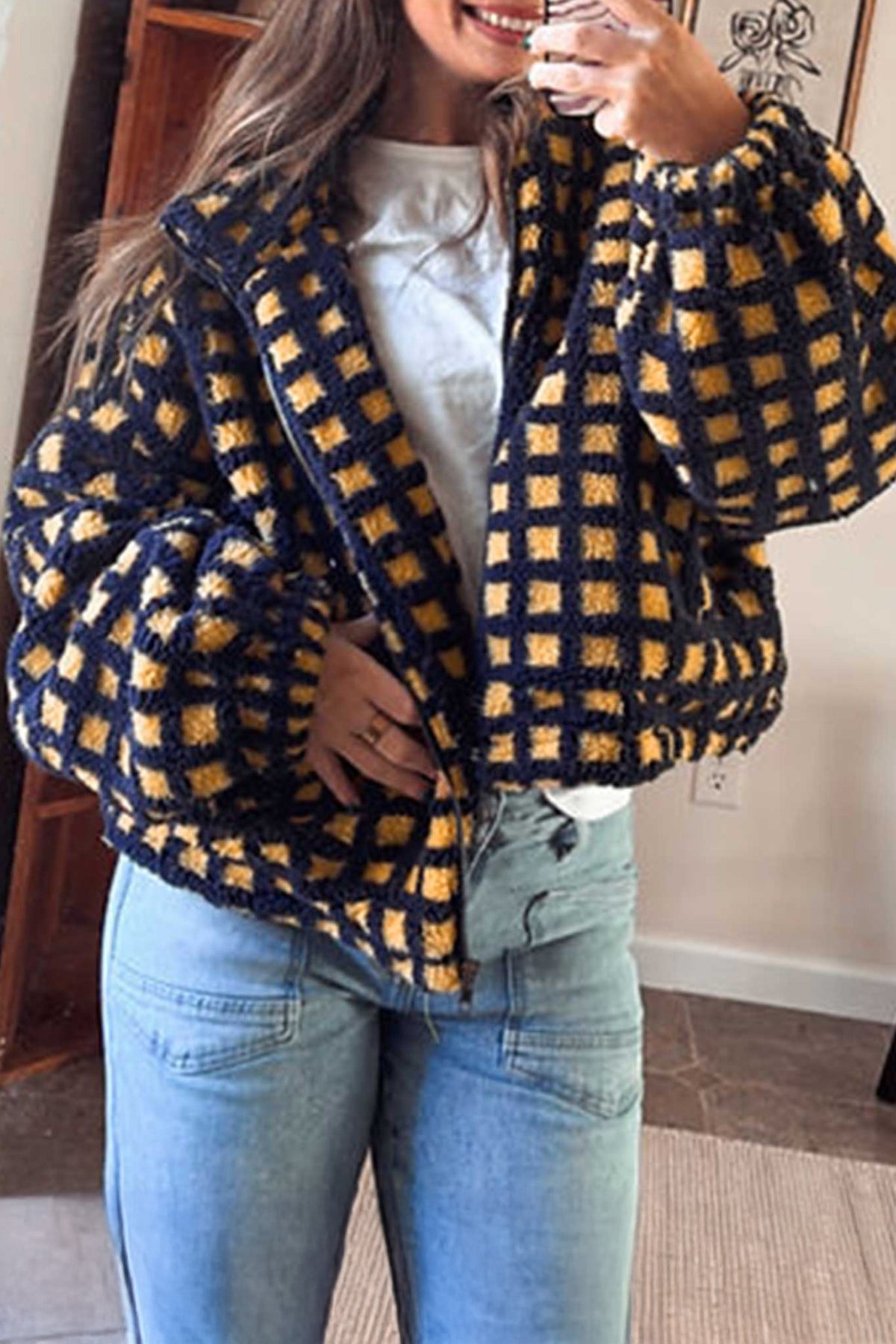 Plaid Sherpa Jacket