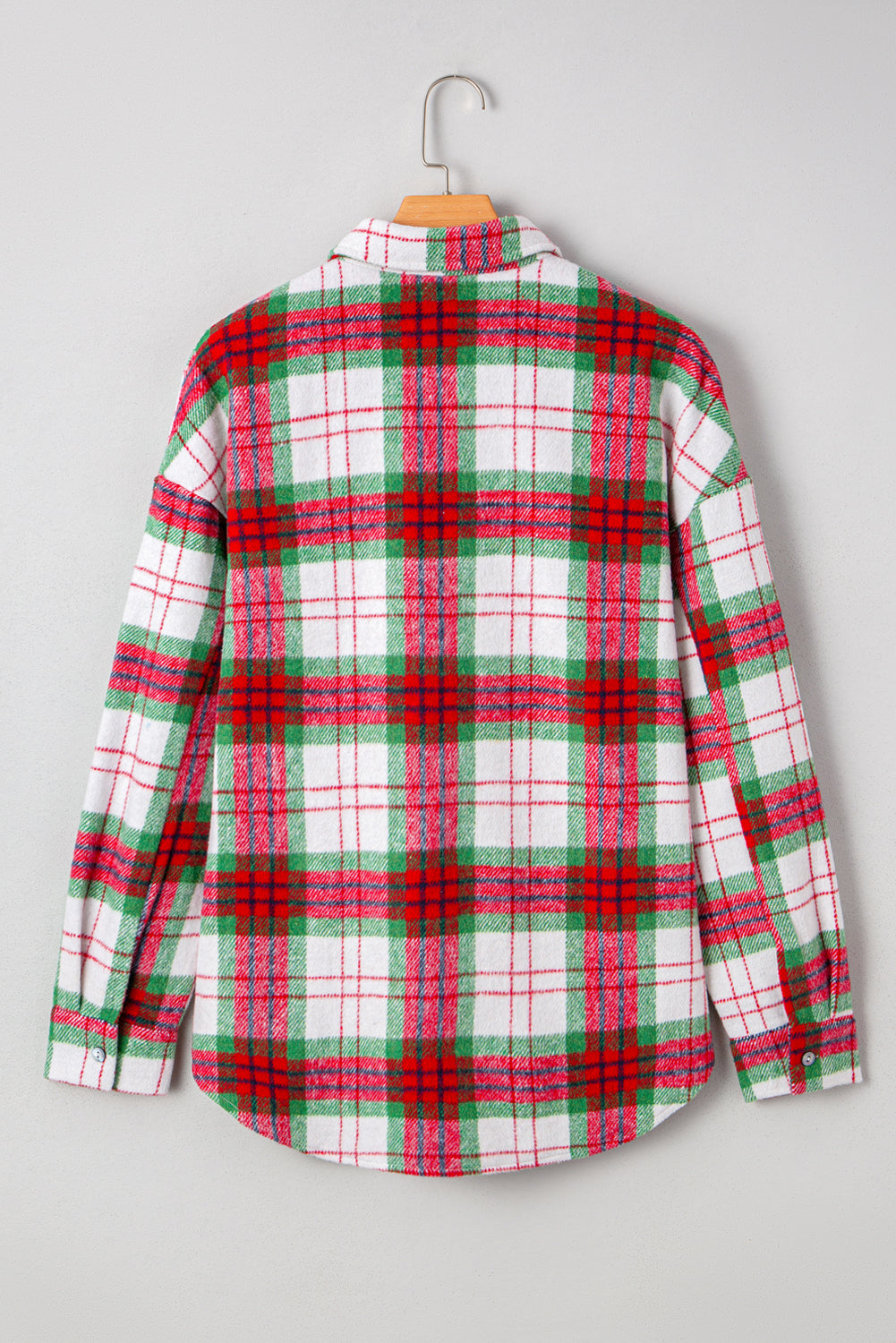 Khaki Christmas Plaid Casual Flannel Shacket