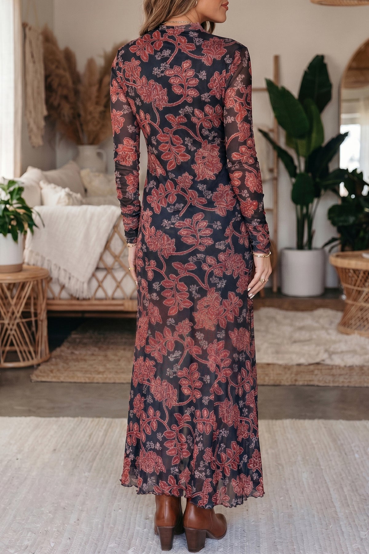 Vintage Bloom Mesh Dress