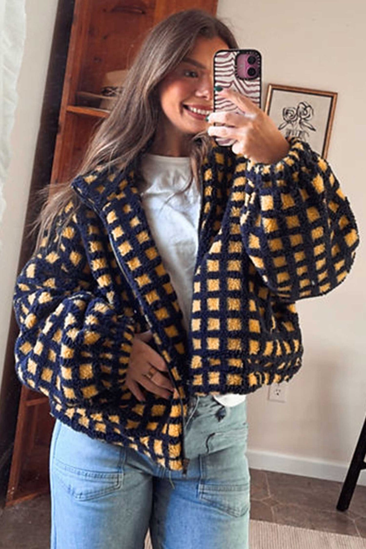 Plaid Sherpa Jacket
