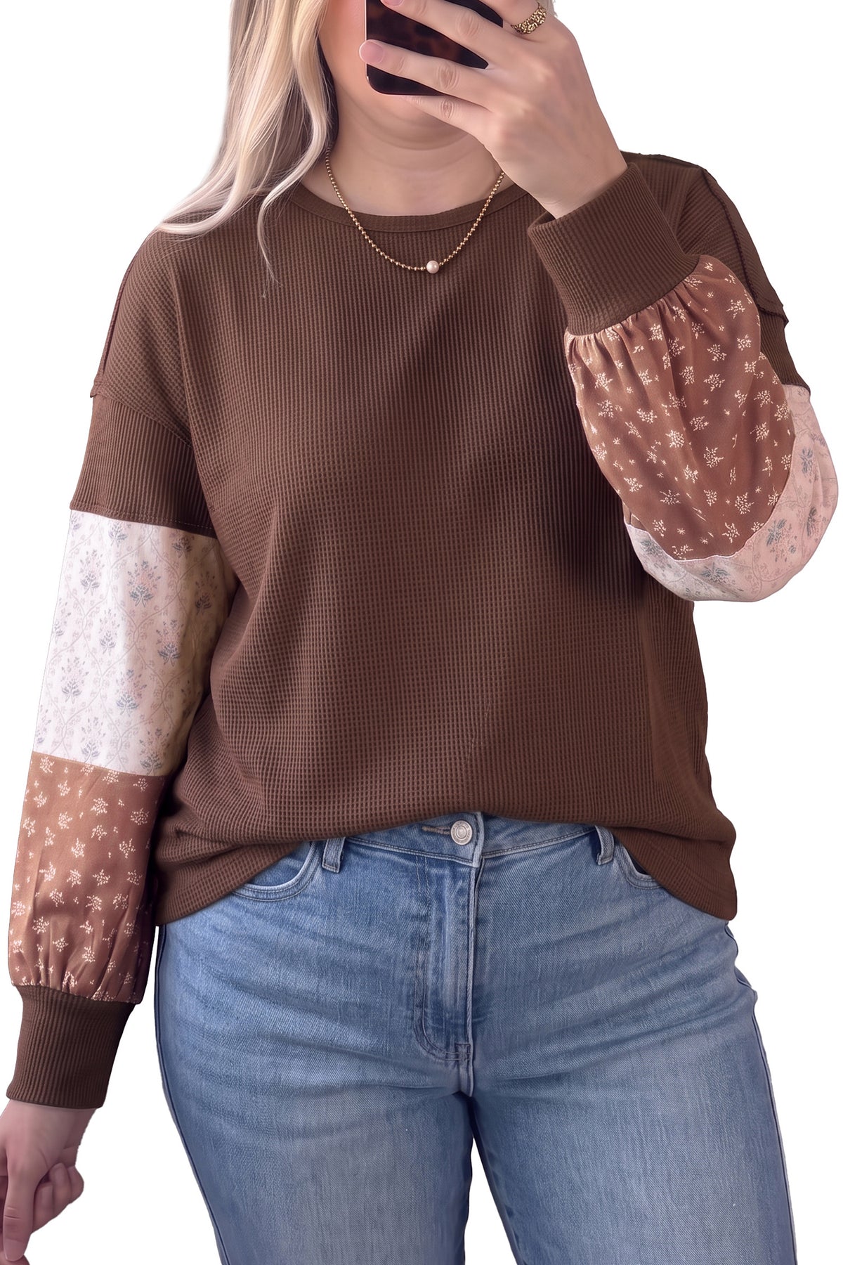 Plus Floral Patchwork Top