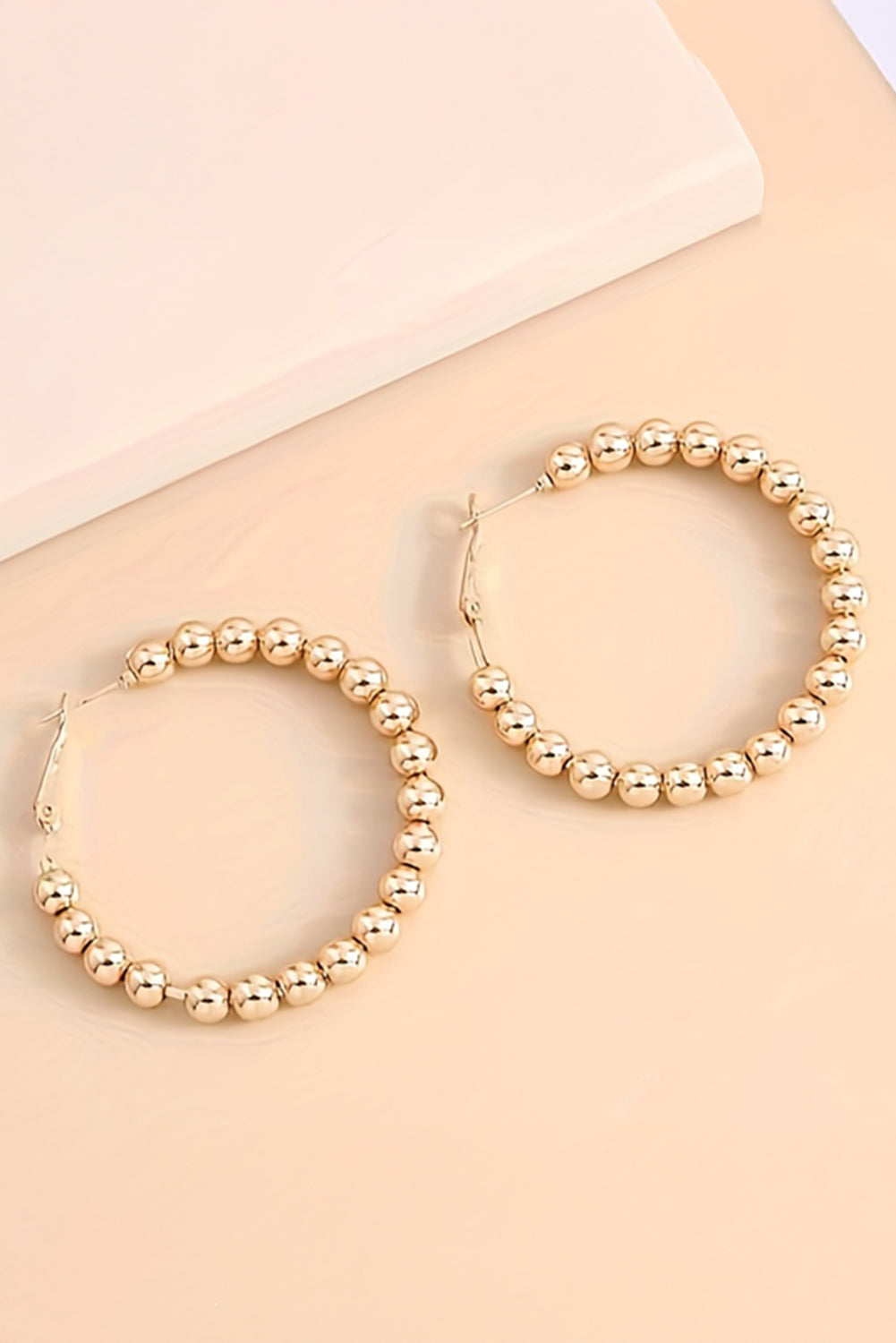 Gold Plated Beaded Minimalist Alloy Hoop Earrings