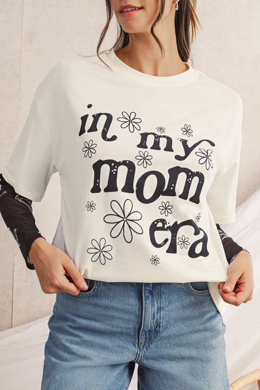 Jet Stream In My Mom Era Flower Graphic Loose Tee