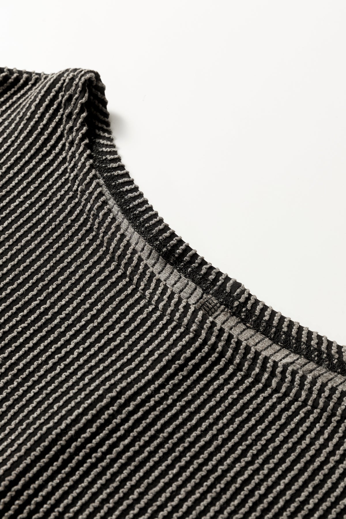 Carbon Grey Twisted Ribbed Dolman Long Sleeve Top