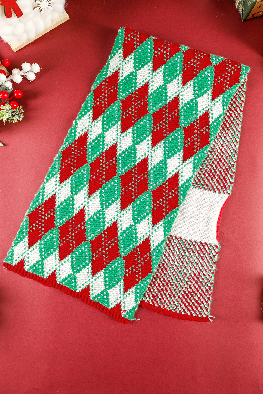 Fiery Red Christmas Plaid Scarf