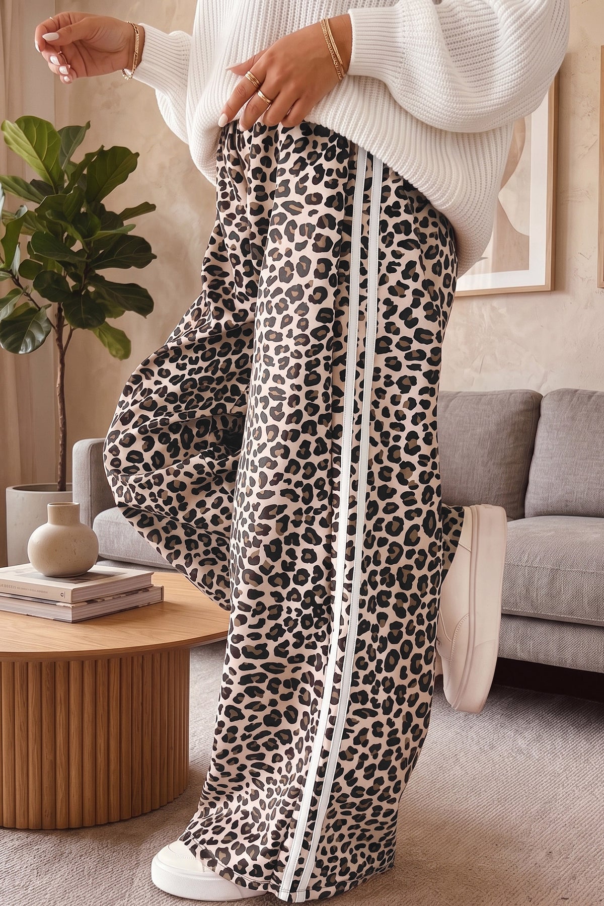 Plus Leopard Stripe Top