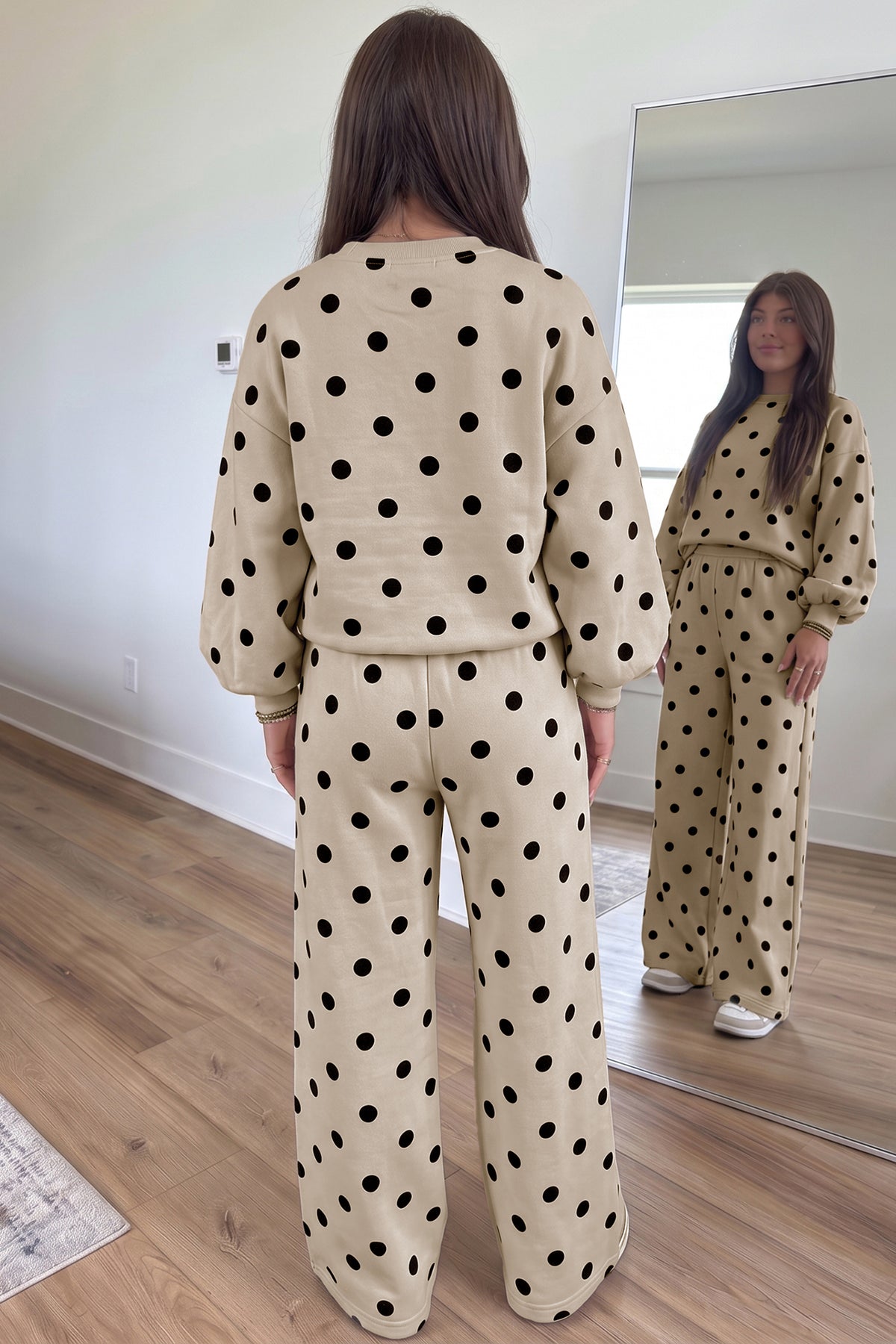 Pink Polka Dot Puff Sleeve 2pc Set