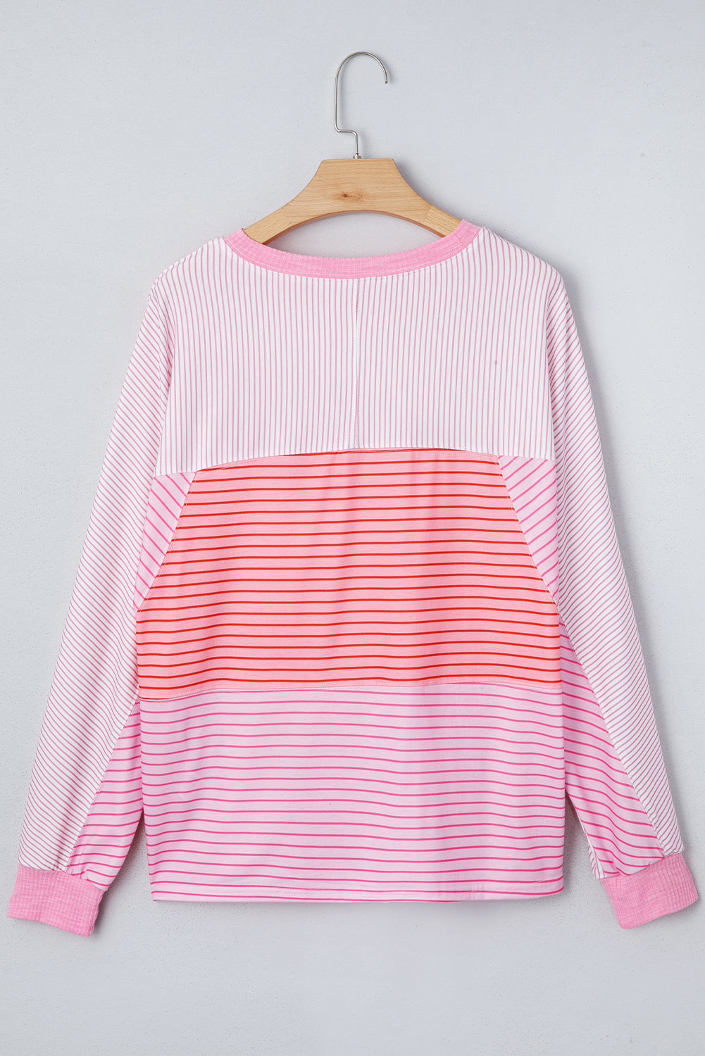 Sachet Pink Striped Patchwork Long Sleeve Top