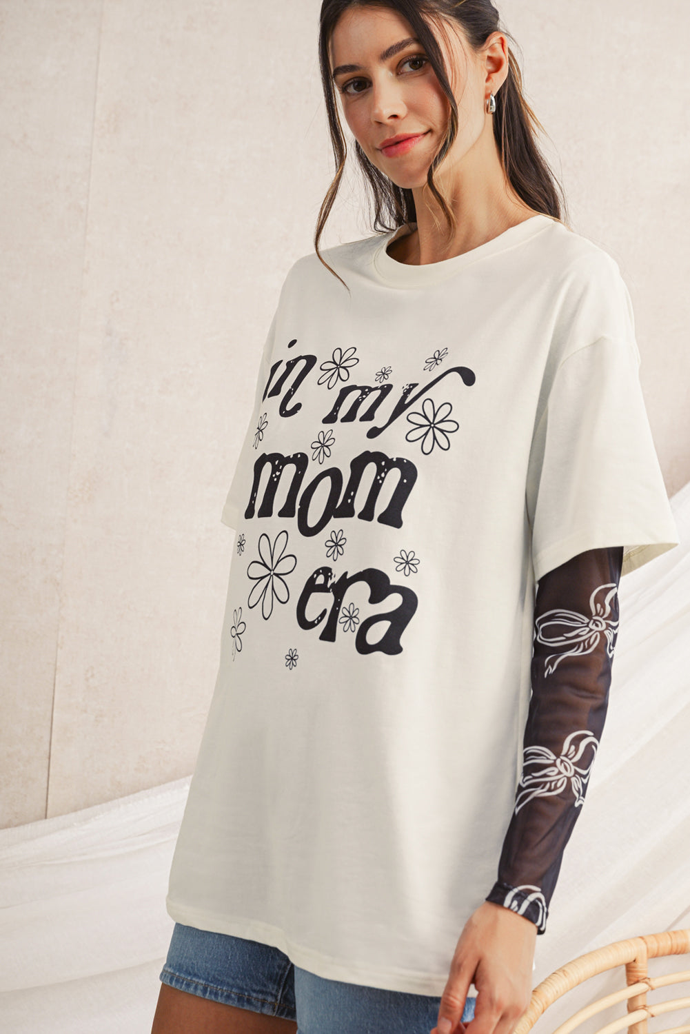 Jet Stream In My Mom Era Flower Graphic Loose Tee