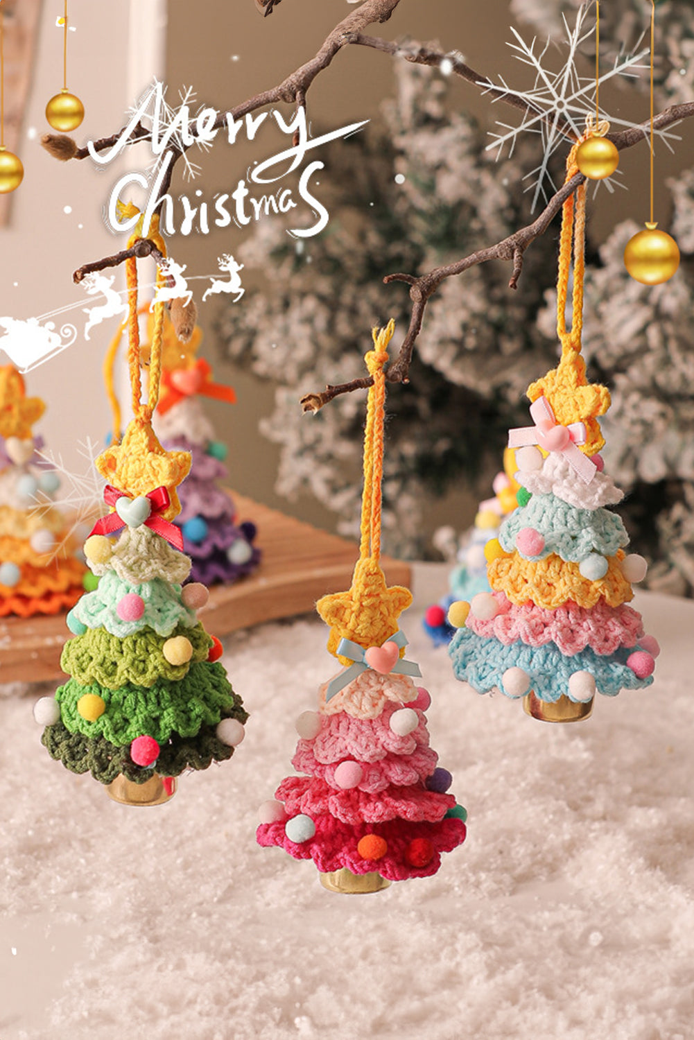 Spinach Green Crochet Christmas Tree Home Hanging Ornament