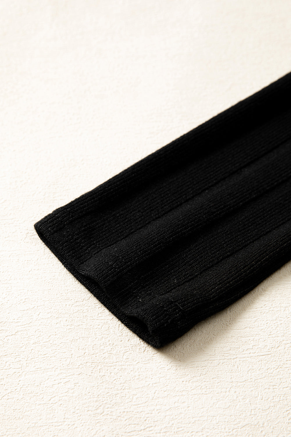 Red Dahlia Frilled Neck Ribbed Knit Patchwork Long Sleeve Mini Dress