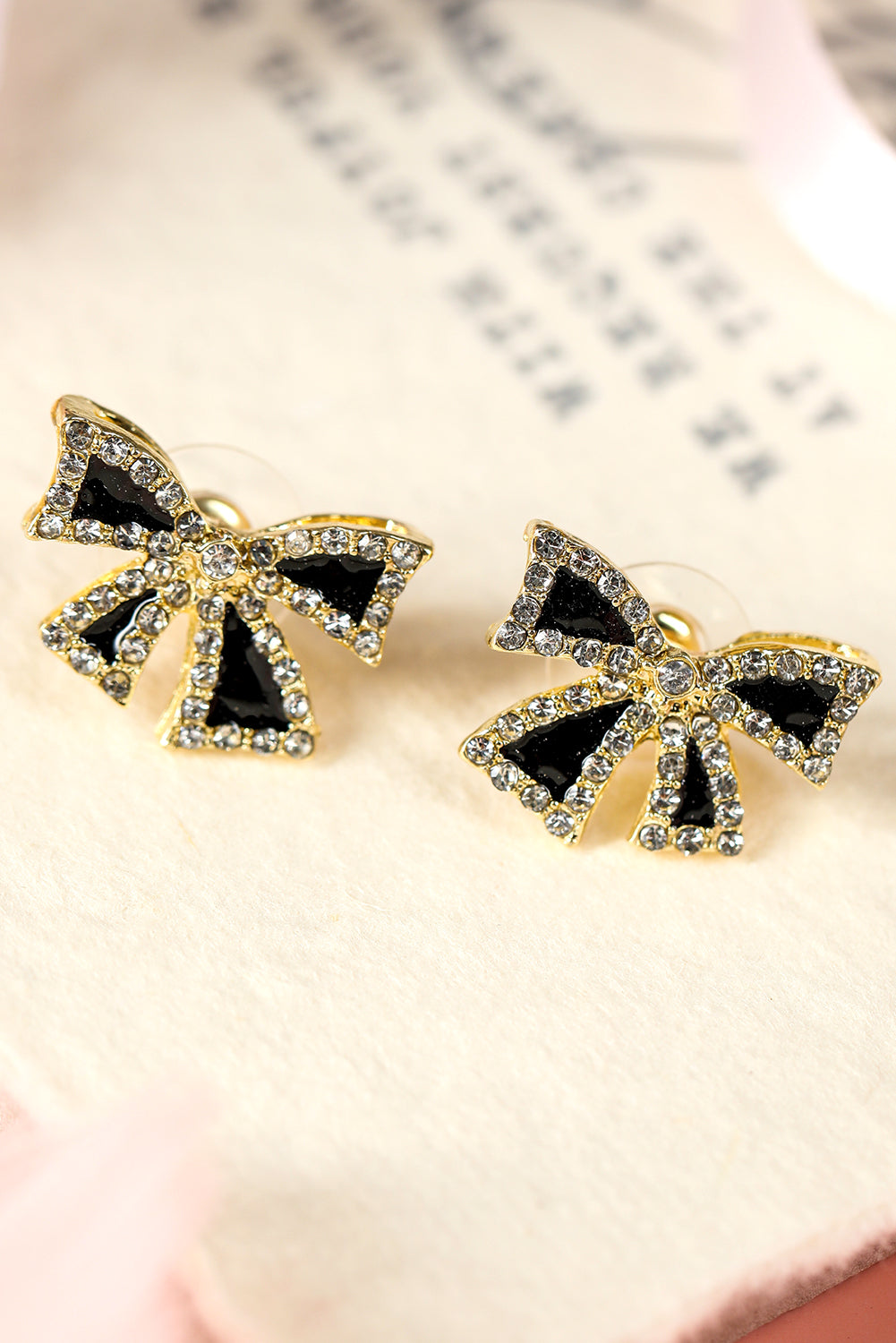 🖤 Black Rhinestone Bowknot Stud Earrings