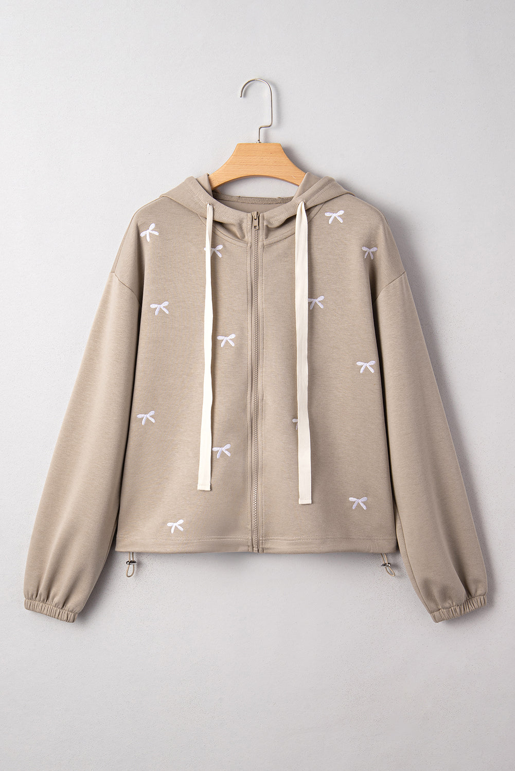 Goat Bow Embroidered Zip Up Hoodie