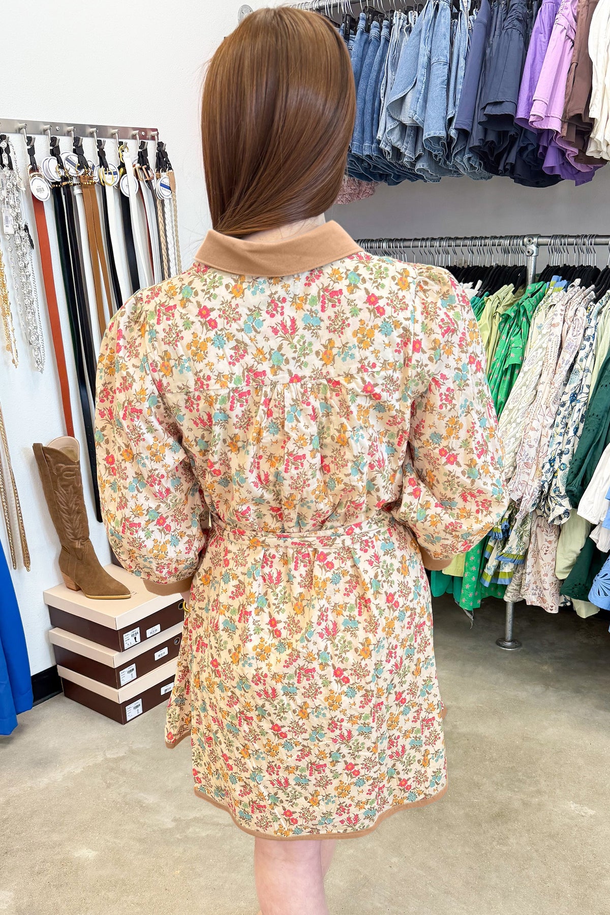 Sunset Bloom Belted Dress