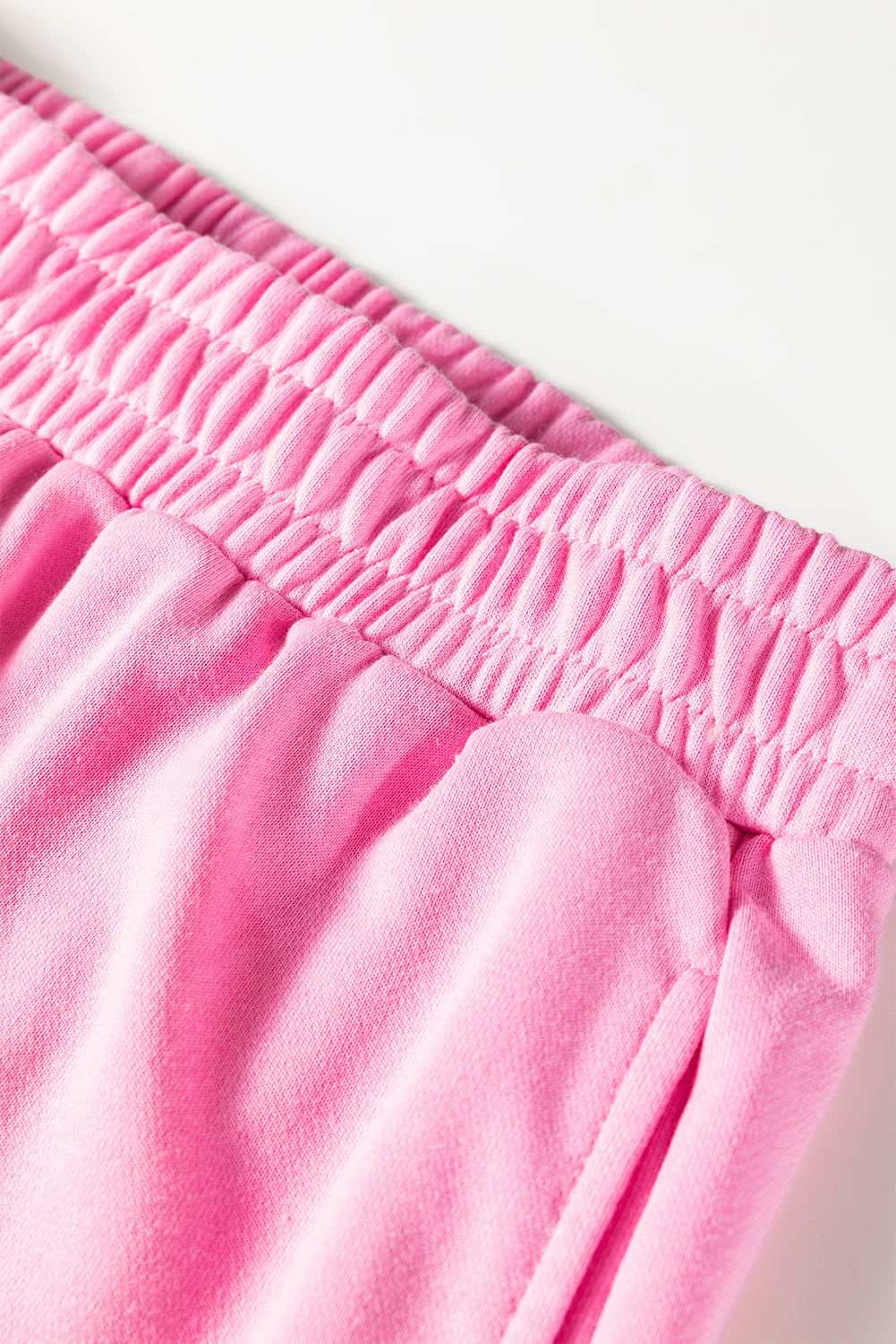 Sachet Pink Bow Embroidery Long Sleeve Pullover and High Waist Shorts Set