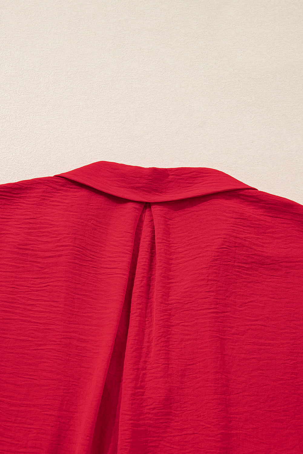 Fiery Red Plus Size Shirred Cuff Dolman Oversized Tunic Blouse