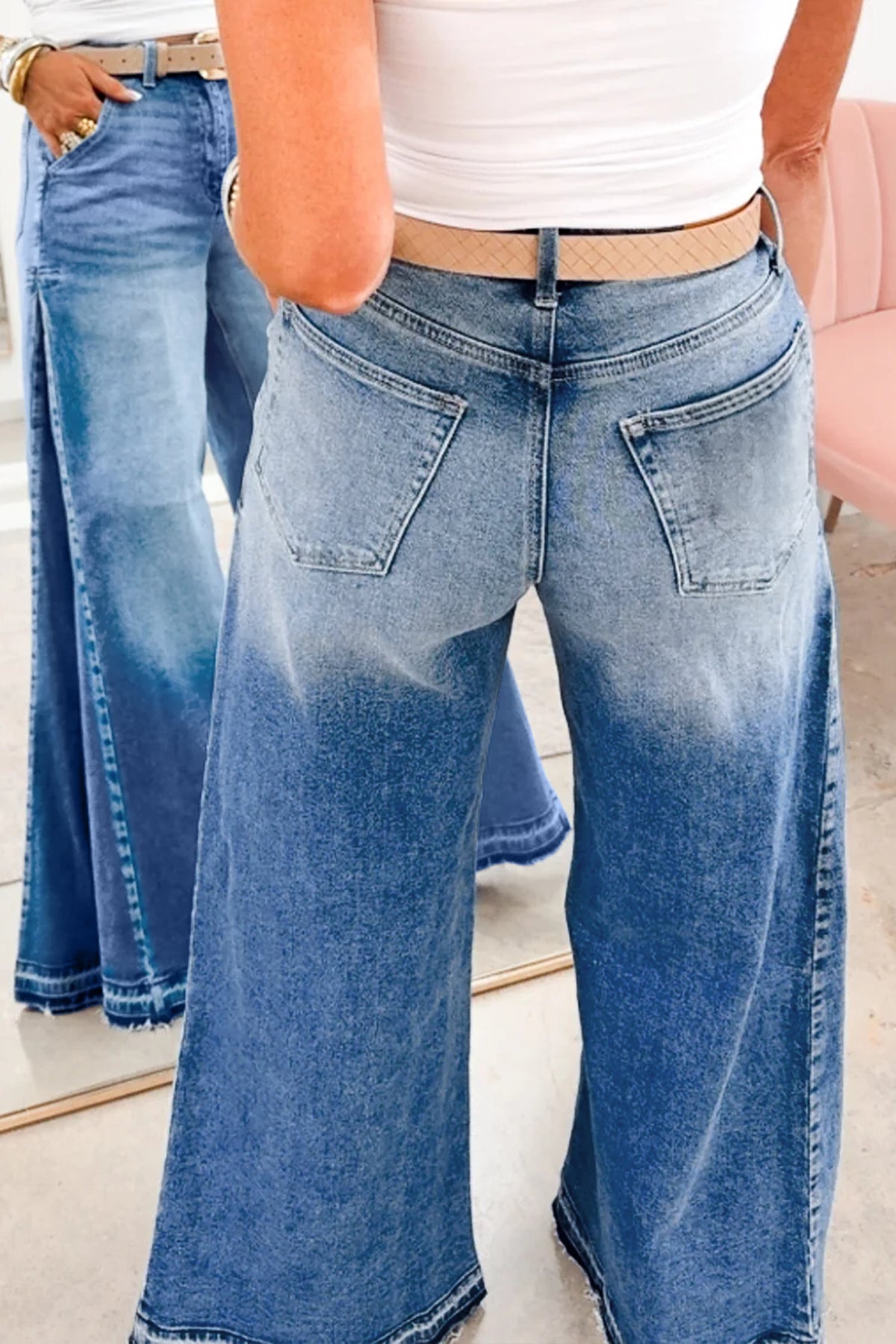 Gathered Flare Jeans