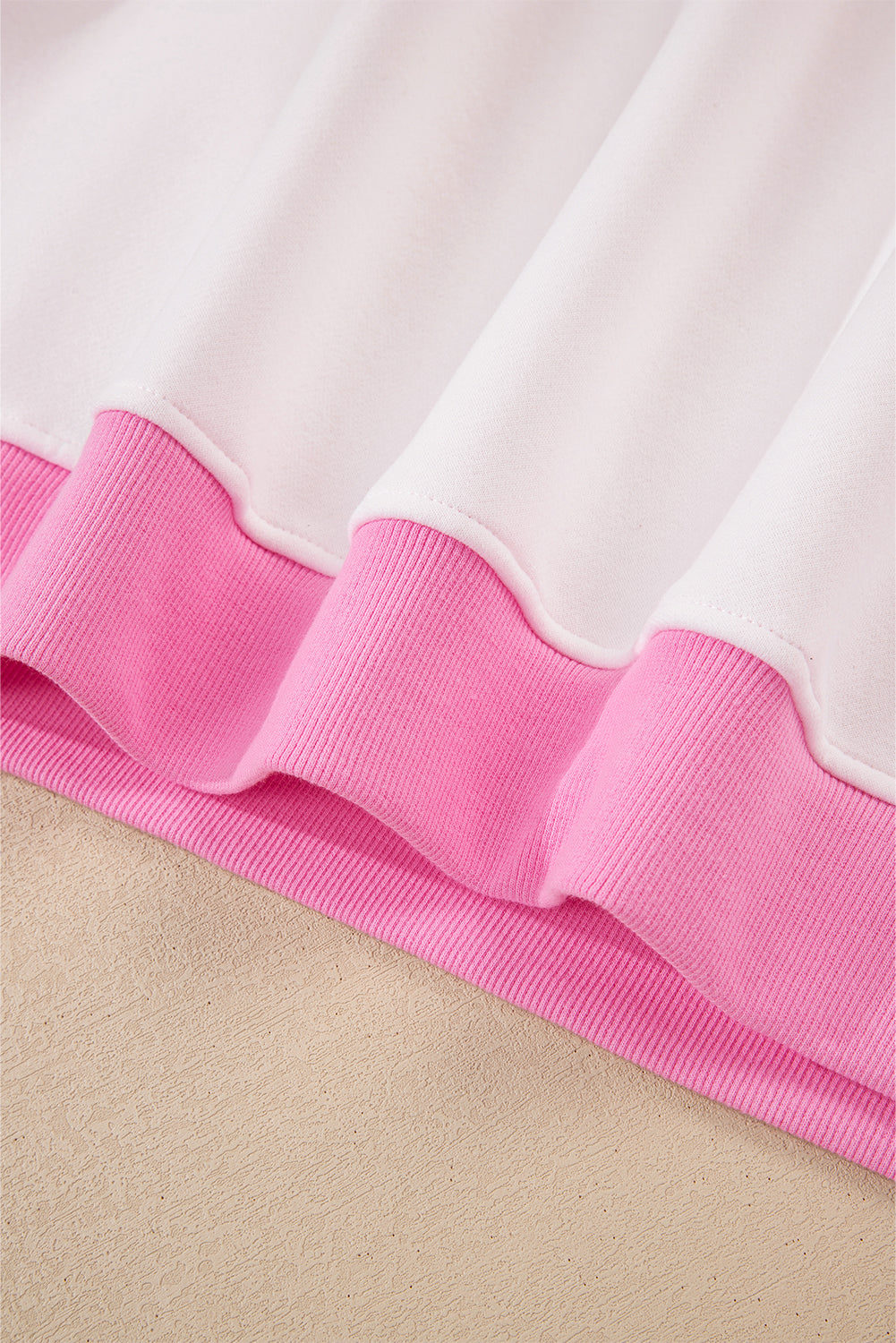 Strawberry Pink Colorblock Pullover and Drawstring Shorts Set