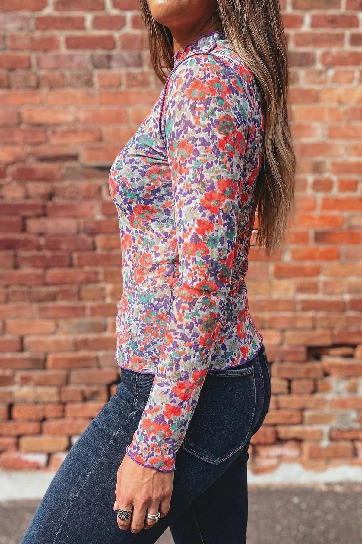 Floral Mock Neck Top