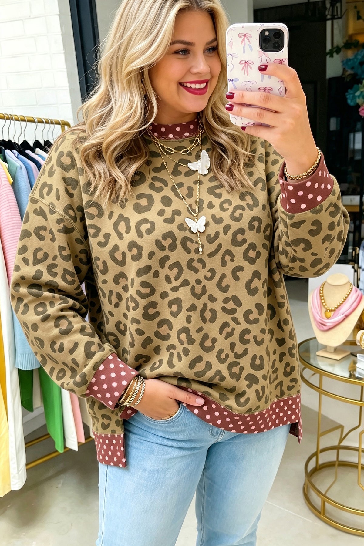 Plus Leopard Dot Top