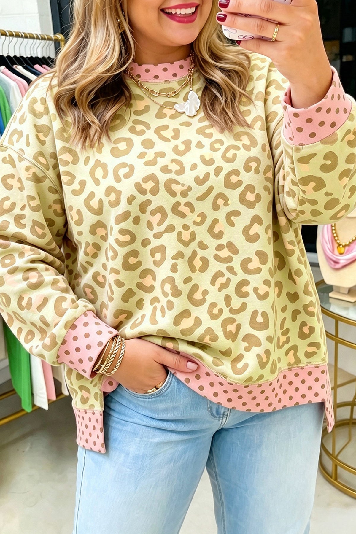 Plus Leopard Dot Top