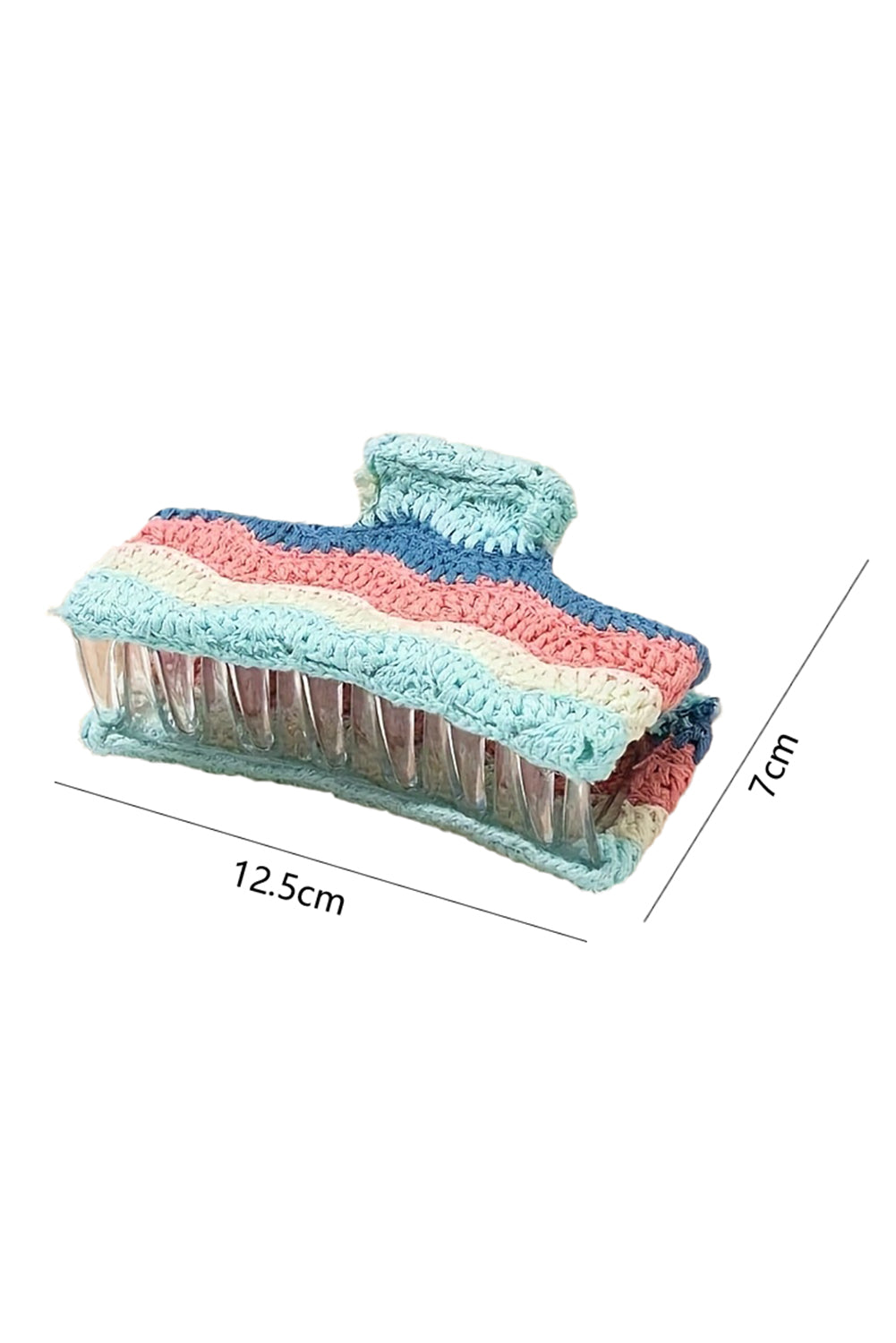 Iceland Blue Crochet Seaside Striped Pattern Hair Claw Clip