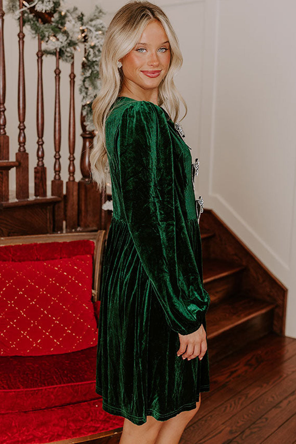 Velvet Bow Mini Dress