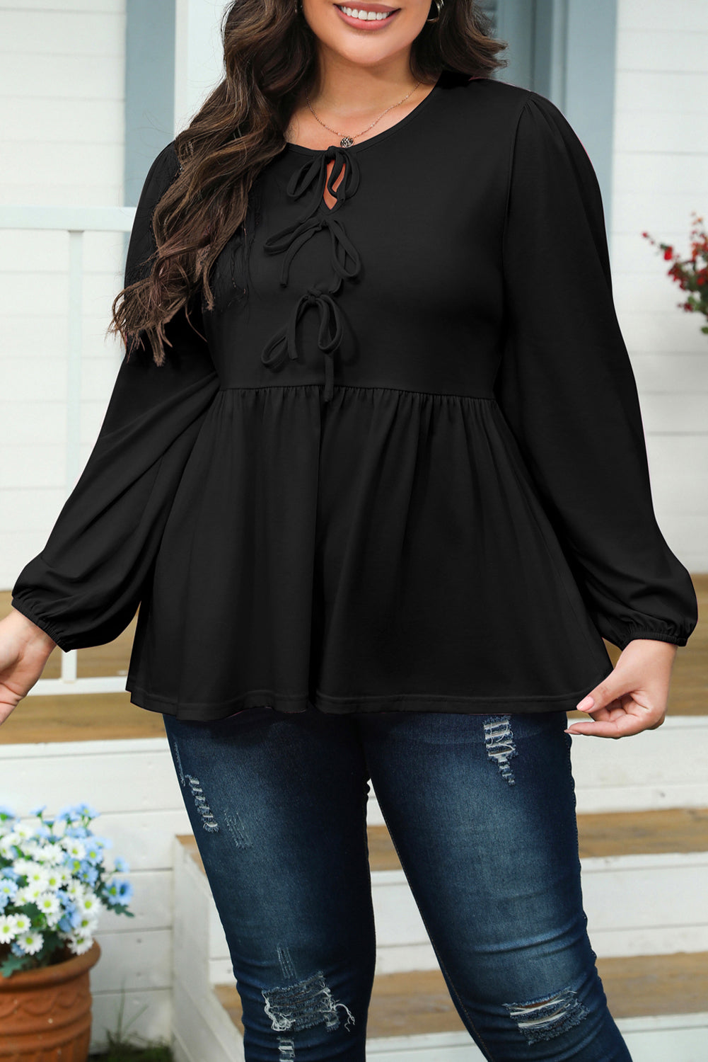 Plus Bow Tie Blouse