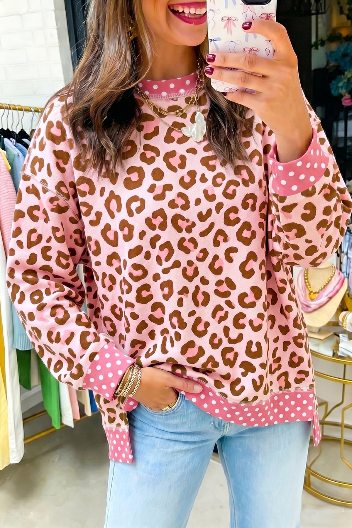 Mocha Leopard Mix Top