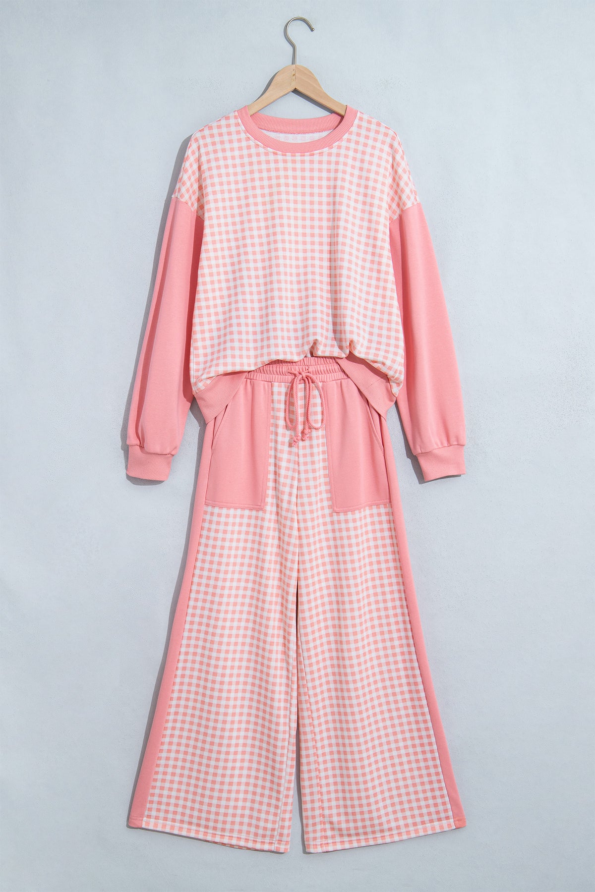 Pink Plaid Patchwork 2pc Set
